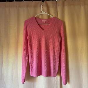 Lilly Pulitzer Pink Cable-Knit V-Neck Cashmere Sweater